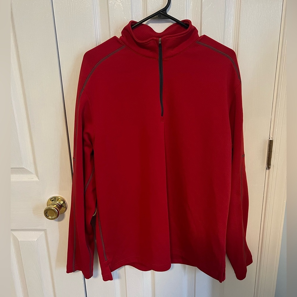 Pennant Sportswear Mens Large Red Polyester 1/4 Zip Long Sleeve‎ Jacket